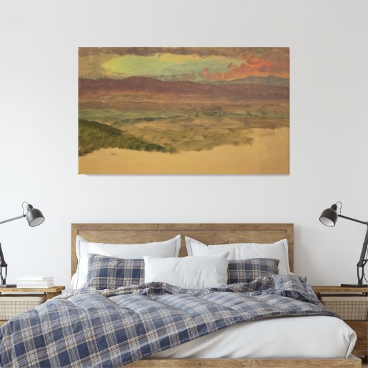 Frederic Edwin Church - Landschap van de Hudsonval Canvas Afdruk (Insitu (Slaapkamer))
