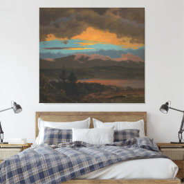 Frederic Edwin Church - Sunset across the Catskill Canvas Afdruk
