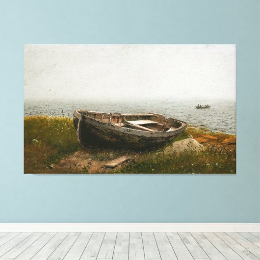 FREDERIC EDWIN CHURCH - VERLATEN SKIFF - 1850 - CANVAS AFDRUK (Insitu (Houten vloer))
