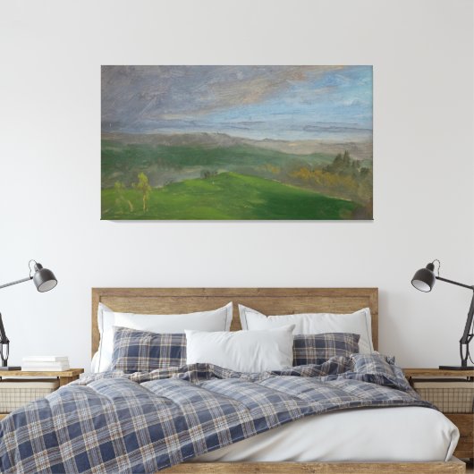 Frederic Edwin Church - Zomerzicht, Hudson Valley Canvas Afdruk (Insitu (Slaapkamer))