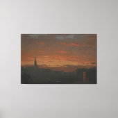 Frederic Edwin Church - Zonsondergang en Bergen Canvas Afdruk (Voorkant)