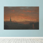 Frederic Edwin Church - Zonsondergang en Bergen Canvas Afdruk (Insitu (Houten vloer))