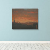 Frederic Edwin Church - Zonsondergang en Bergen Canvas Afdruk (Insitu (Houten vloer))