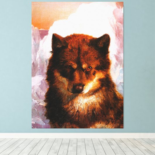 FREDERIC EDWIN KERK - Oosisoak (Artic Dog) 1861 Canvas Afdruk (Insitu (Houten vloer))