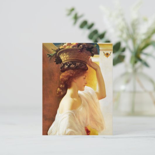 Frederic Leighton Girl met mand fruit CC0953 Briefkaart (Staand voorkant)