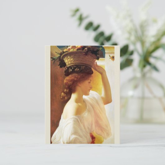 Frederic Leighton Girl met mand fruit CC0955 Briefkaart (Staand voorkant)