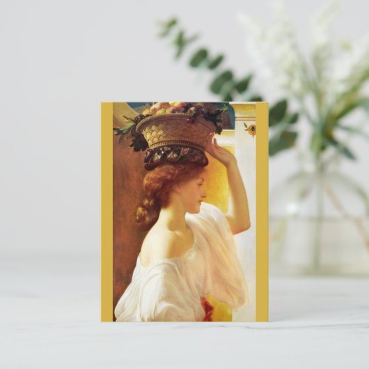 Frederic Leighton Girl met mand van fruit CC0677 Briefkaart (Staand voorkant)