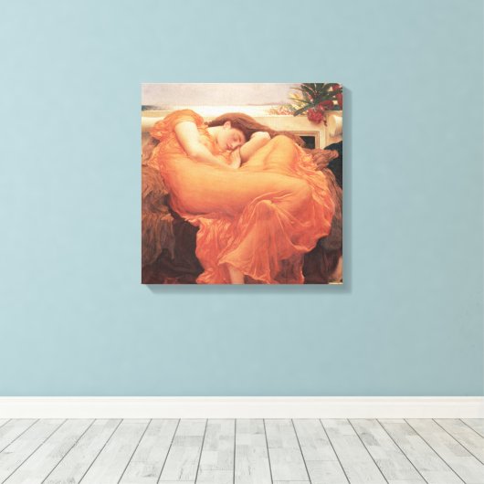 Frederic Lord Leighton Flaming June Square Art Canvas Afdruk (Insitu (Houten vloer))