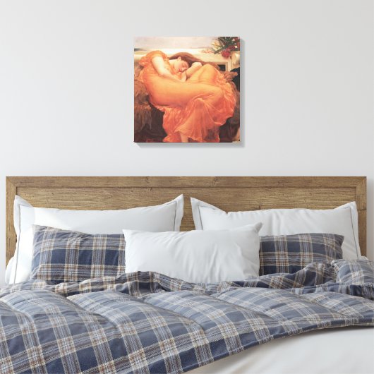 Frederic Lord Leighton Flaming June Square Art Canvas Afdruk (Insitu (Slaapkamer))