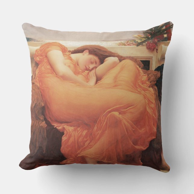 Frederic Lord Leighton Flaming June Square Art Kussen (Voorkant)