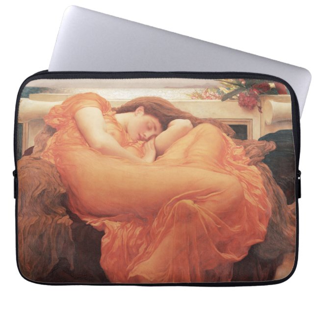 Frederic Lord Leighton Flaming June Square Art Laptop Sleeve (Voorkant)