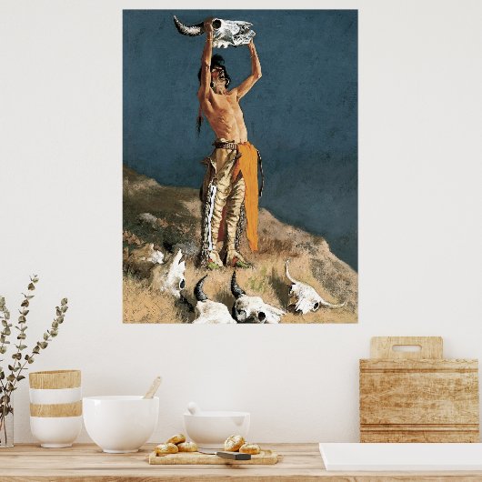 Frederic Remington Art: "De buffel teruggooien Poster (Keuken)