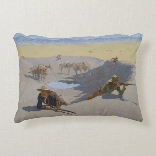 Frederic Remington - Bestrijding van het watergat Accent Kussen (Voorkant)
