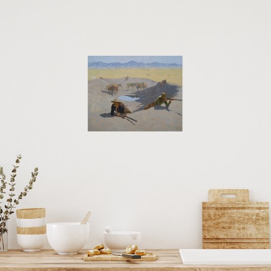 Frederic Remington - Bestrijding van het watergat Poster (Keuken)