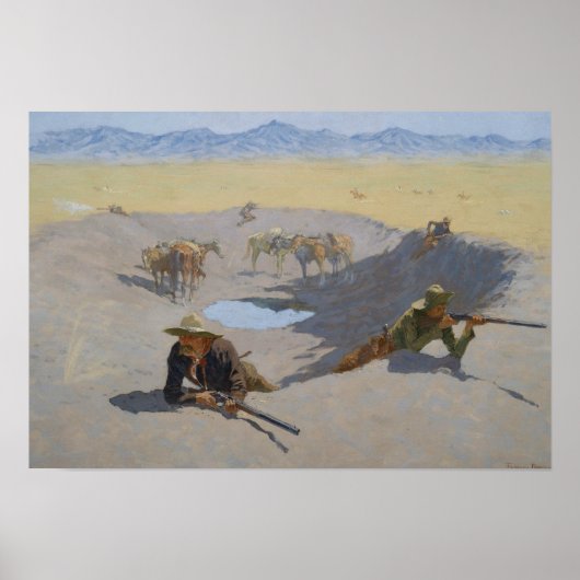 Frederic Remington - Bestrijding van het watergat Poster (Voorkant)