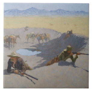 Frederic Remington - Bestrijding van het watergat Tegeltje
