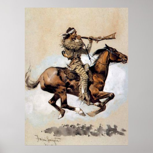 Frederic Remington “Buffeljager spuugt kogel Poster (Voorkant)