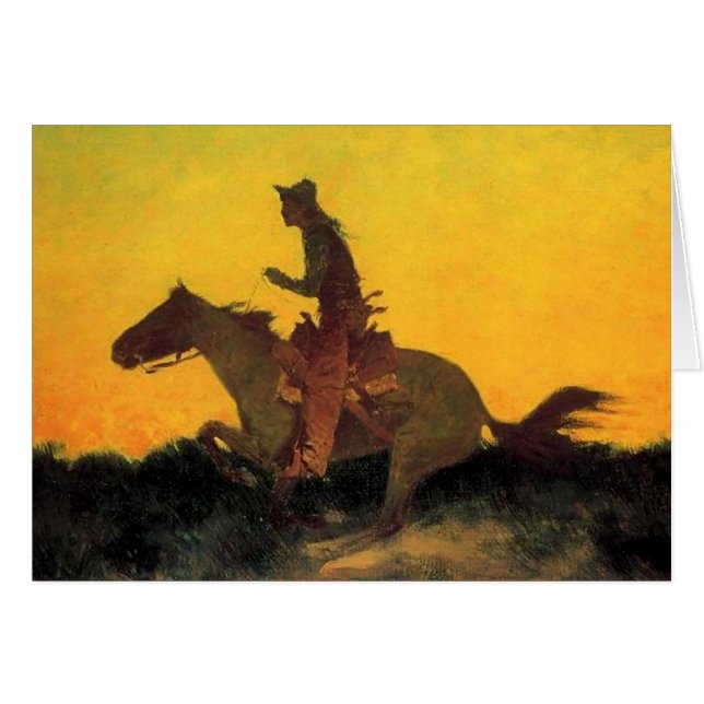 Frederic Remington Cowboy Kunst “Tegen De Zon” (Voorkant Horizontaal)