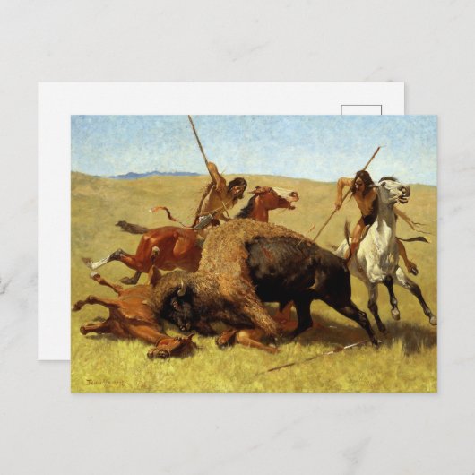 Frederic Remington de Buffalo Hunt Briefkaart (Voorkant / Achterkant)