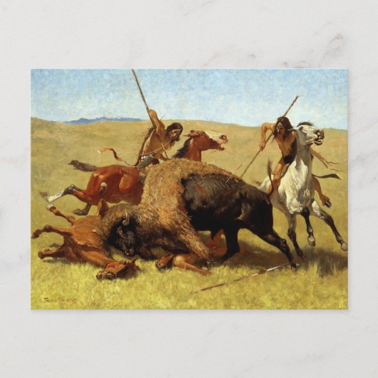 Frederic Remington de Buffalo Hunt Briefkaart (Voorkant)