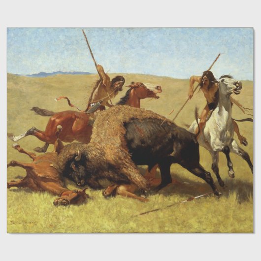 Frederic Remington de Buffalo Hunt Cadeaupapier (Vlak)