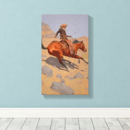 Frederic Remington - De Cowboy Canvas Afdruk (Insitu (Houten vloer))