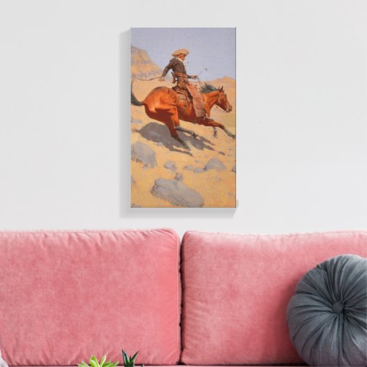 Frederic Remington - De Cowboy Canvas Afdruk (Insitu (Woonkamer))