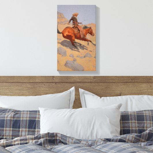 Frederic Remington - De Cowboy Canvas Afdruk (Insitu (Slaapkamer))