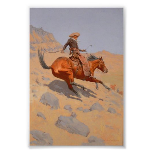 Frederic Remington - De Cowboy Foto Afdruk (Voorkant)