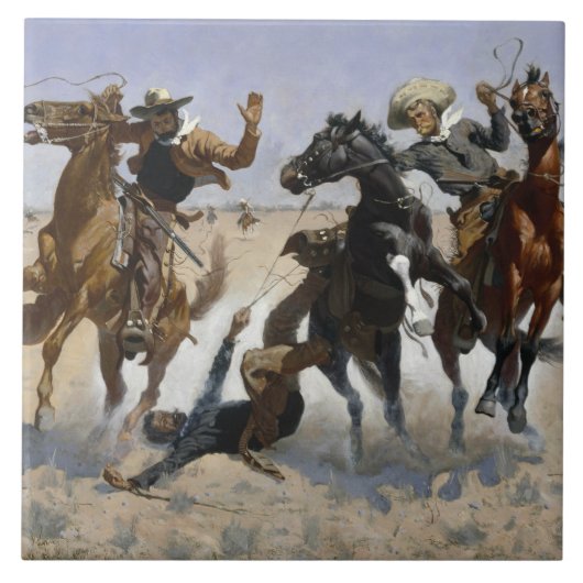Frederic Remington - een complot aandoen Tegeltje (Voorkant)