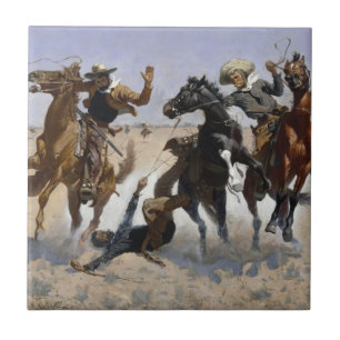 Frederic Remington - Een kameraad helpen Tegeltje