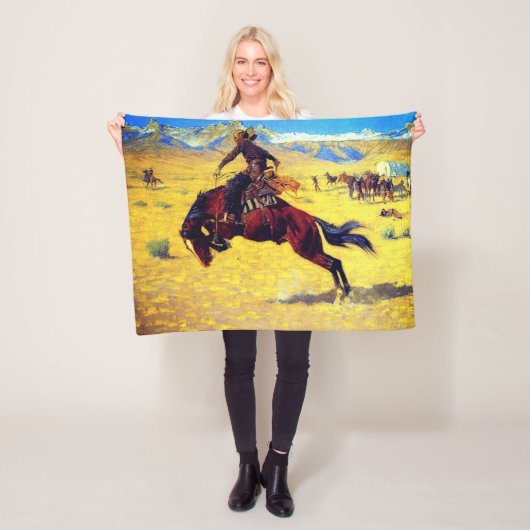Frederic Remington Een koude ochtend in de weide Fleece Deken (In situ)