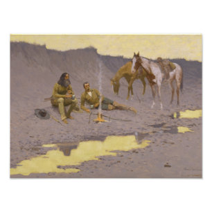 Frederic Remington - Een nieuwjaar op de Cimarron Foto Afdruk