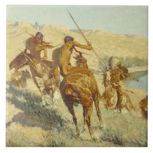 Frederic Remington - Episode van het Pistool Buffa Tegeltje (Voorkant)
