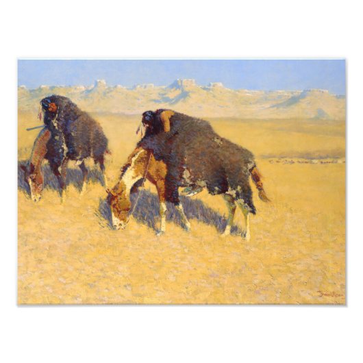 Frederic Remington - Indiërs simuleren Buffalo Foto Afdruk (Voorkant)