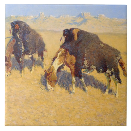 Frederic Remington - Indiërs simuleren Buffalo Tegeltje (Voorkant)
