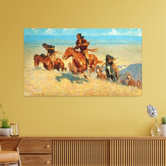 Frederic Remington is de buffelloper (1909) Canvas Afdruk (Insitu (Woonkamer))