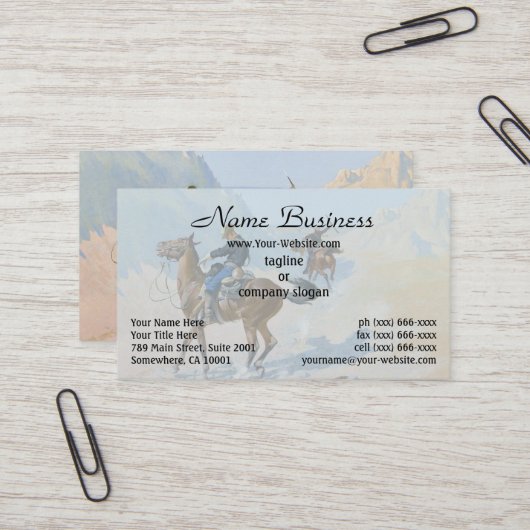 Frederic Remington Militair Offer (De hinderlaag) Visitekaartje (Voorkant / Achterkant in situ)