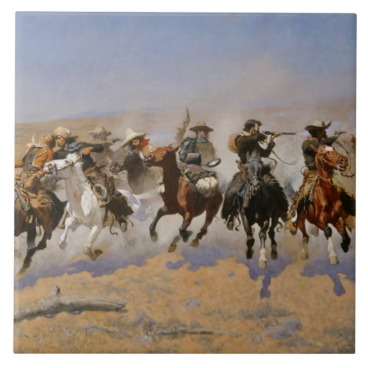 Frederic Remington-schilderij "Dash for the Timber Tegeltje (Voorkant)