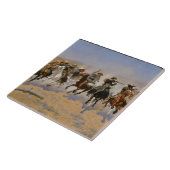 Frederic Remington-schilderij "Dash for the Timber Tegeltje (Zijkant)