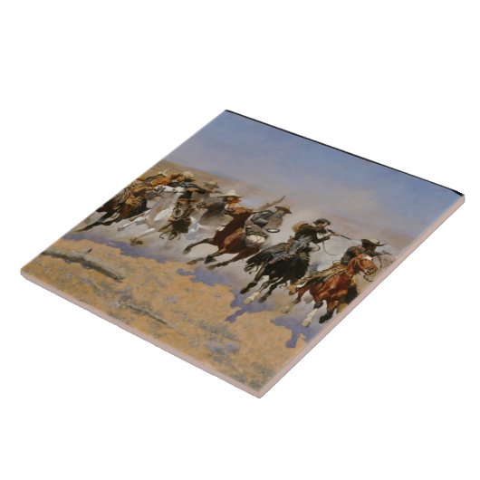 Frederic Remington-schilderij "Dash for the Timber Tegeltje (Zijkant)