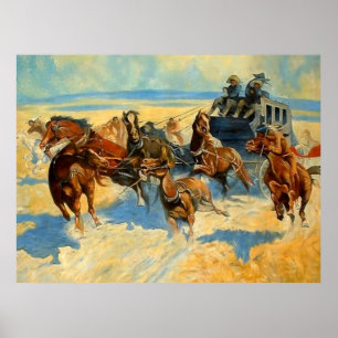 Frederic Remington Schilderij “Downing the Nigh Le Poster