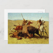 Frederic Remington Western Art "Buffalo Hunt" Briefkaart (Voorkant / Achterkant)