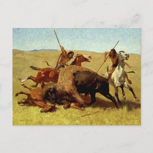 Frederic Remington Western Art "Buffalo Hunt" Briefkaart (Voorkant)