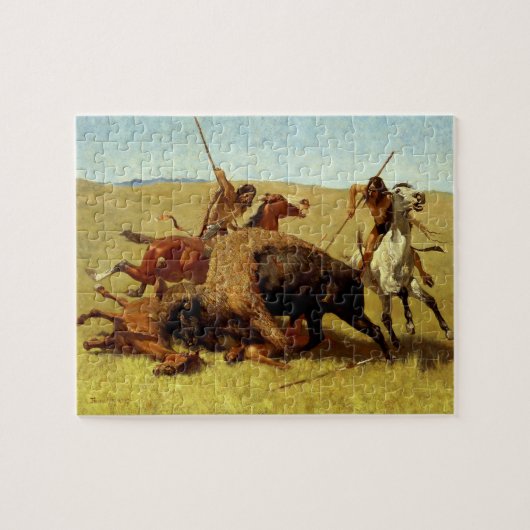 Frederic Remington Western Art "Buffalo Hunt" Legpuzzel (Horizontaal)