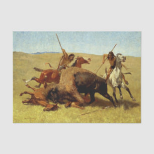 Frederic Remington Western Art "Buffalo Hunt" Tissuepapier