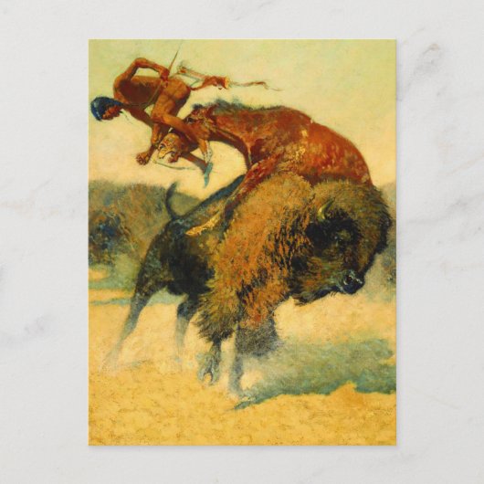 Frederic Remington Western Art "Episode - Buffalo Briefkaart (Voorkant)