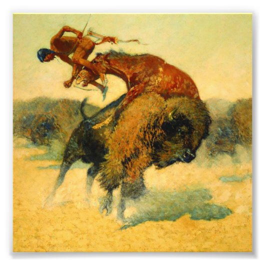 Frederic Remington Western Art "Episode - Buffalo Foto Afdruk (Voorkant)