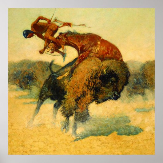 Frederic Remington Western Art "Episode - Buffalo Poster (Voorkant)