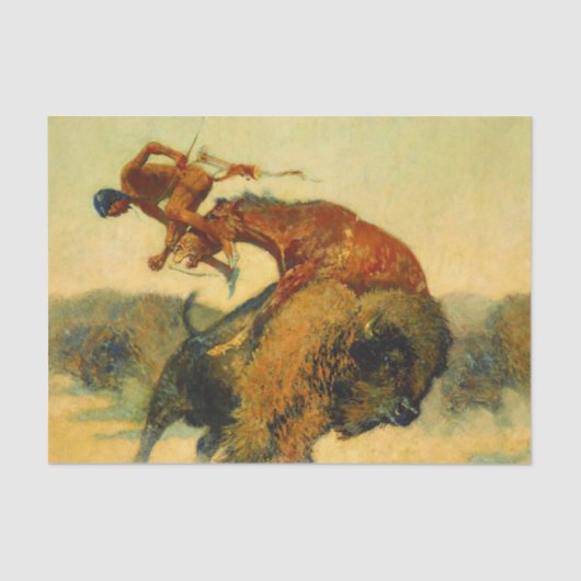 Frederic Remington Western Art "Episode - Buffalo Tissuepapier (Voorkant)